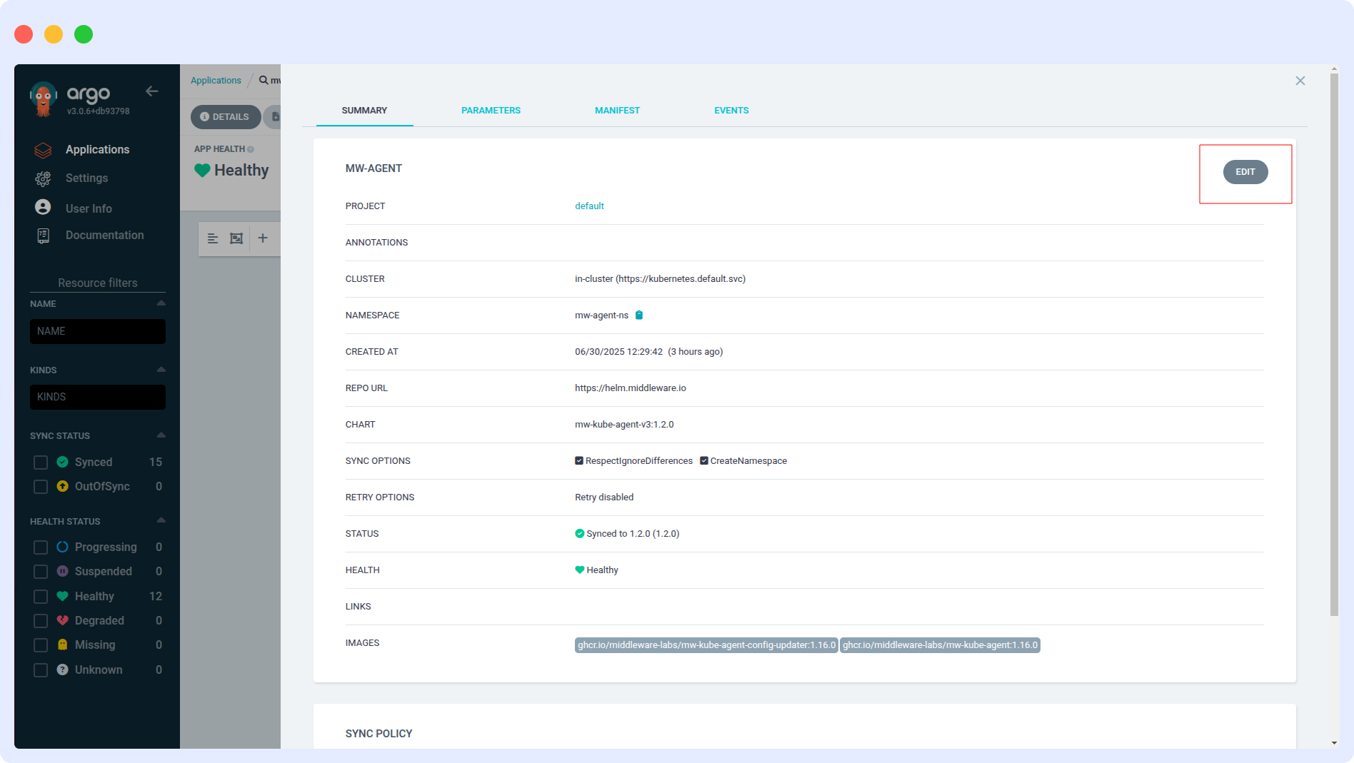 ArgoCD Application Edit