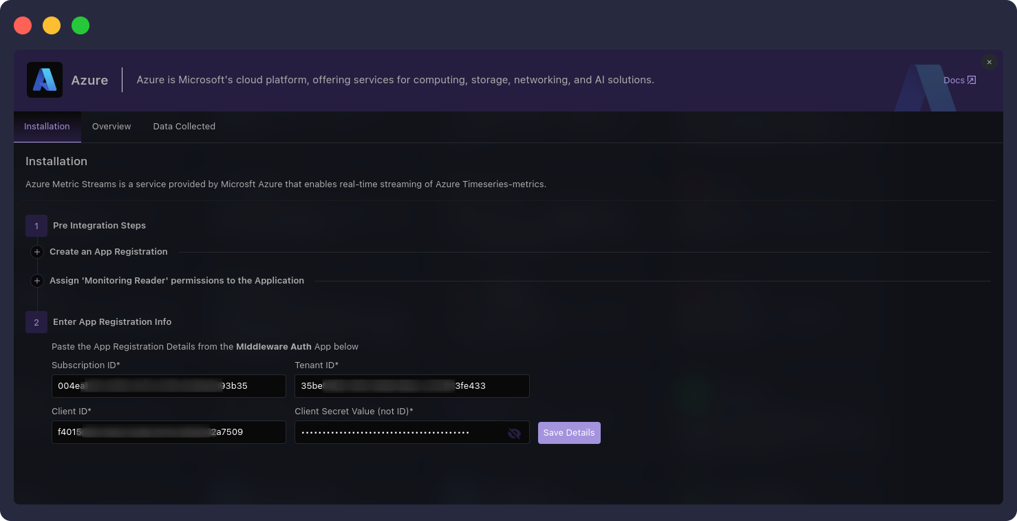 image-dark App Registration Info