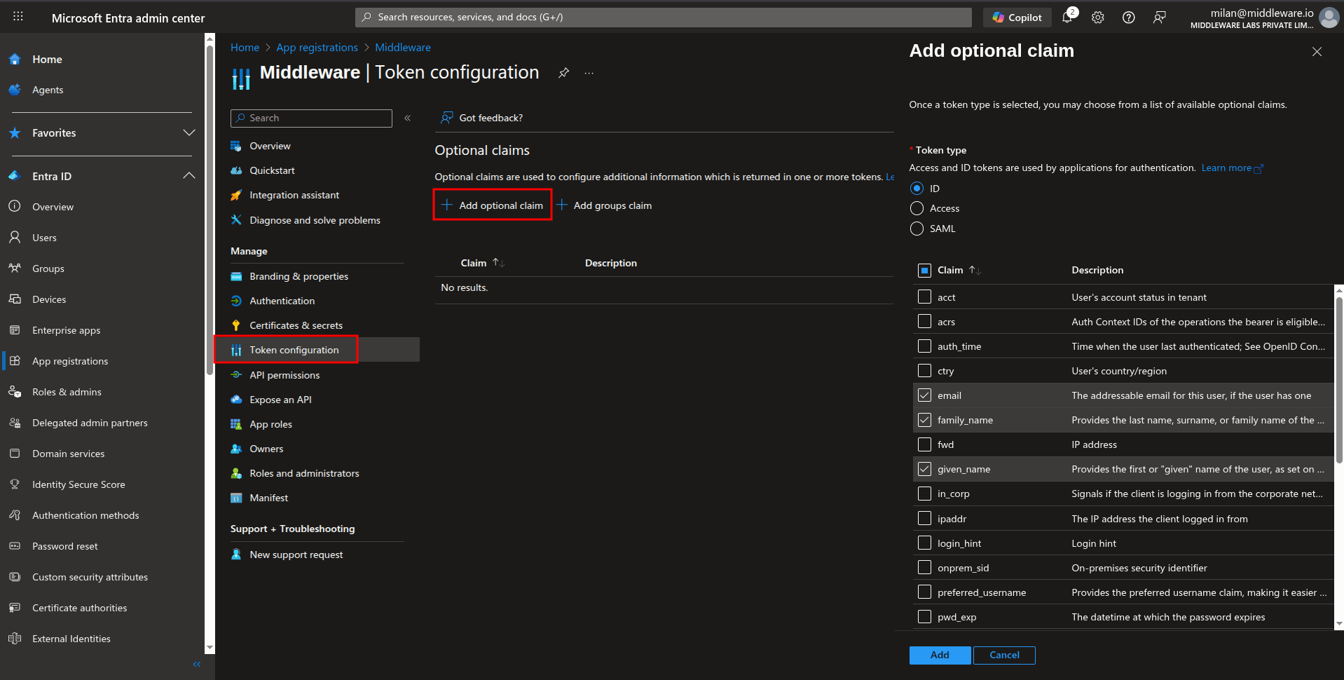Configure Microsoft Entra ID integration in the Middleware